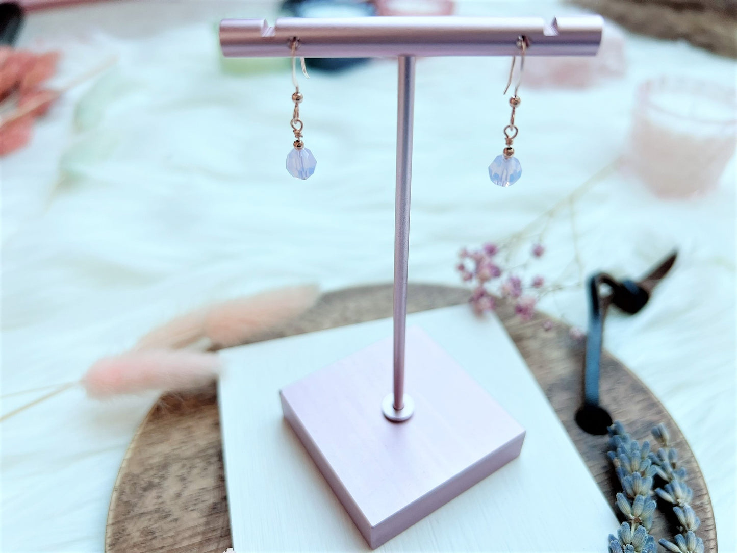 Crystal Bead Rose Gold Earrings