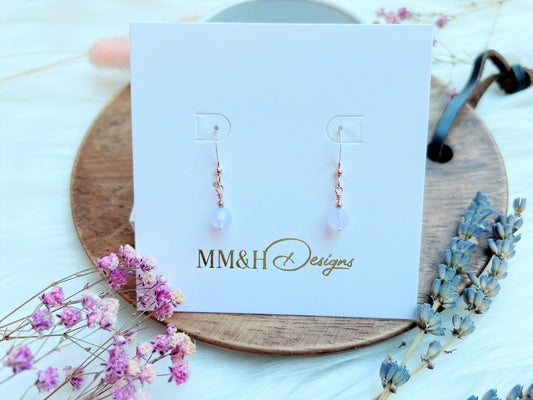 Crystal Bead Rose Gold Earrings