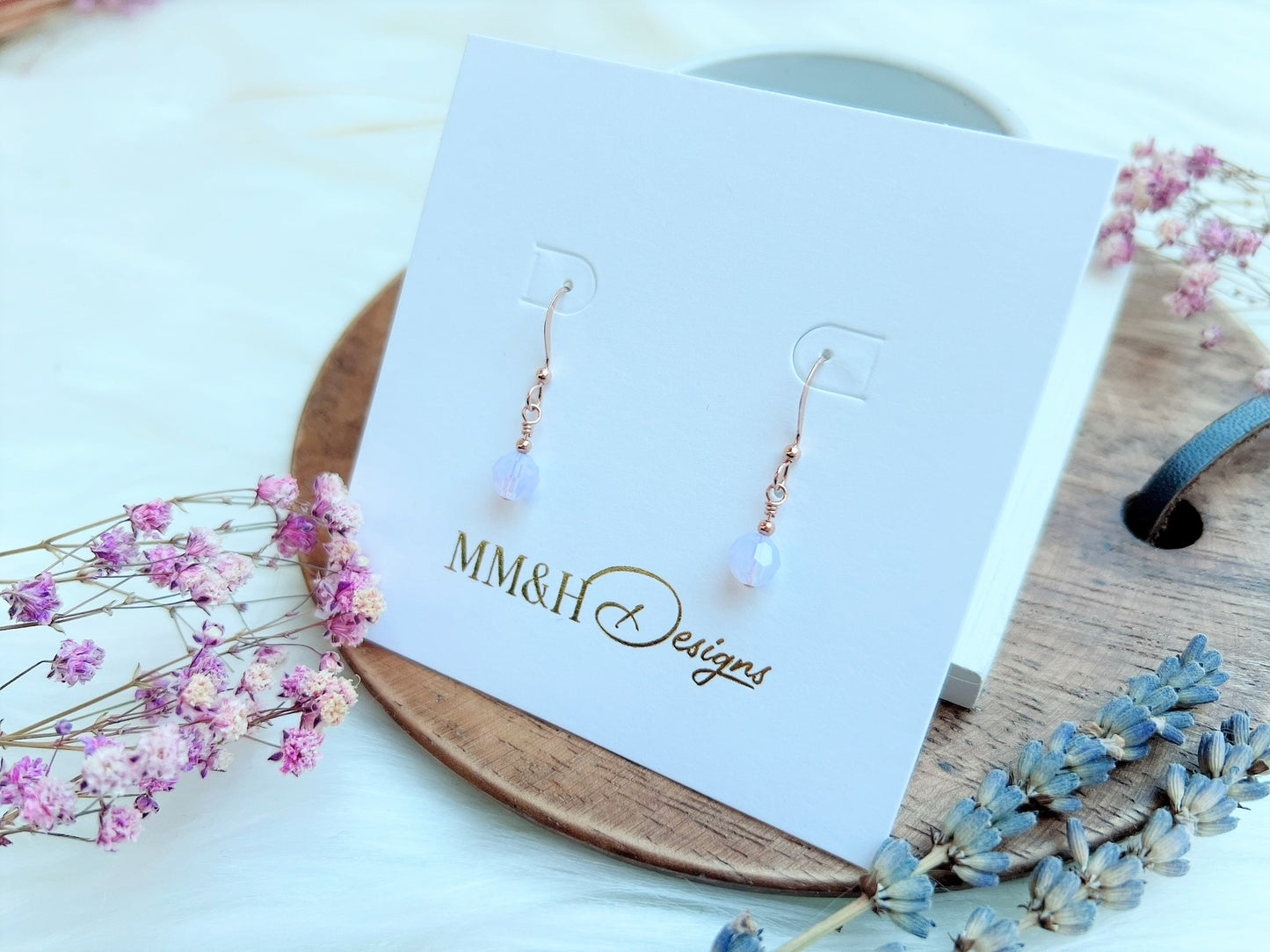 Crystal Bead Rose Gold Earrings
