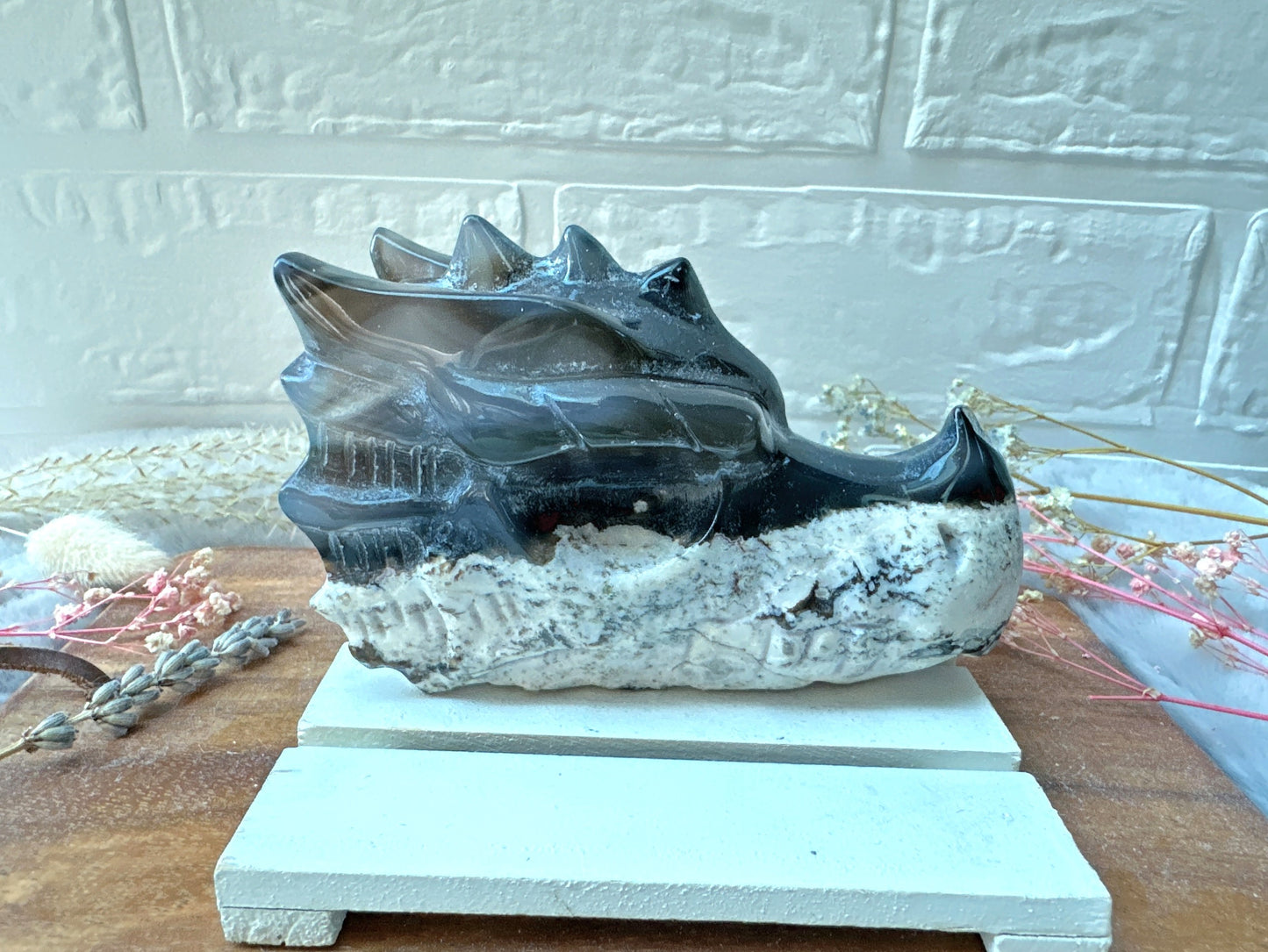 Volcano Agate Dragon Head Carving