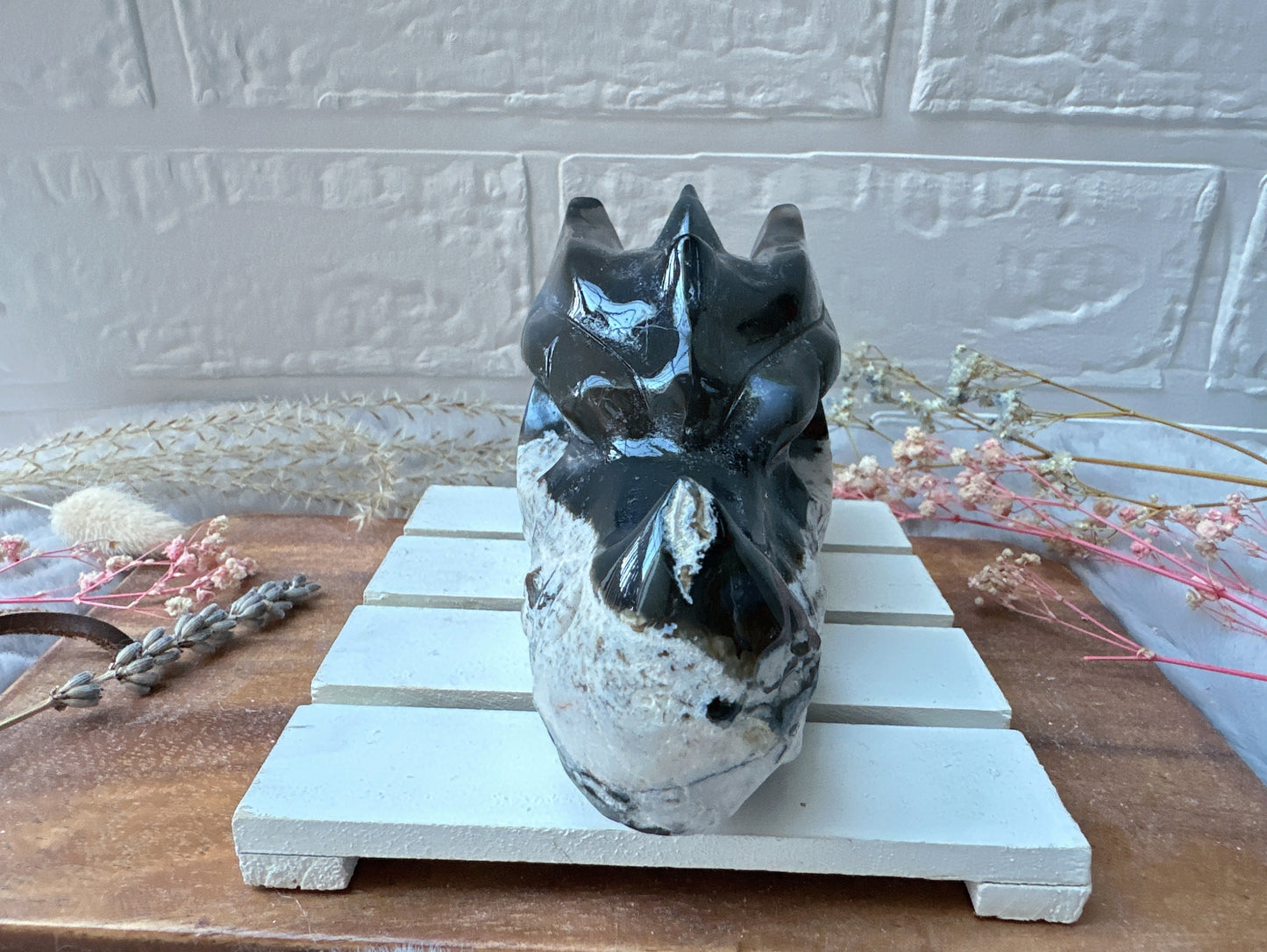Volcano Agate Dragon Head Carving