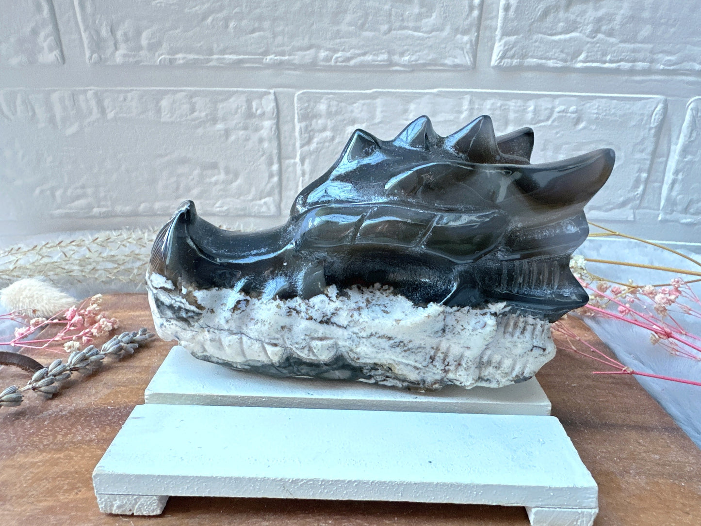 Volcano Agate Dragon Head Carving