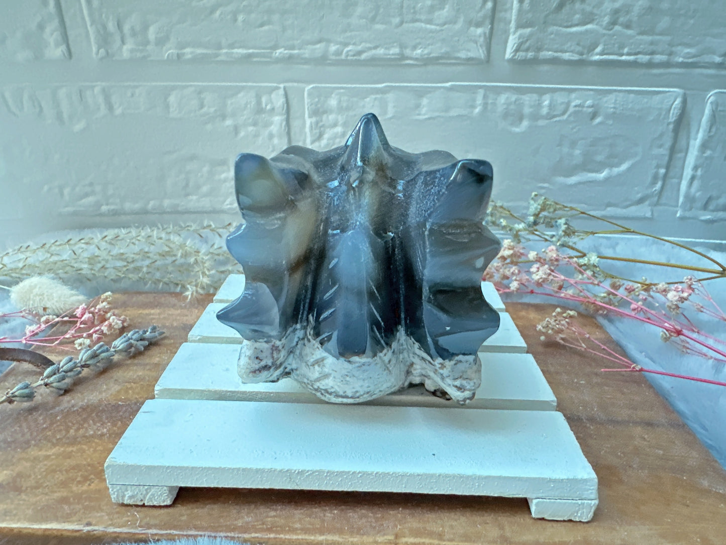 Volcano Agate Dragon Head Carving