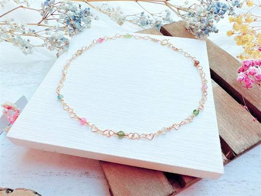 Mini Tourmaline Gold Chain Anklet
