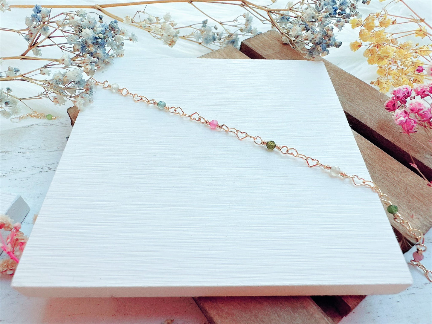 Mini Tourmaline Gold Chain Anklet
