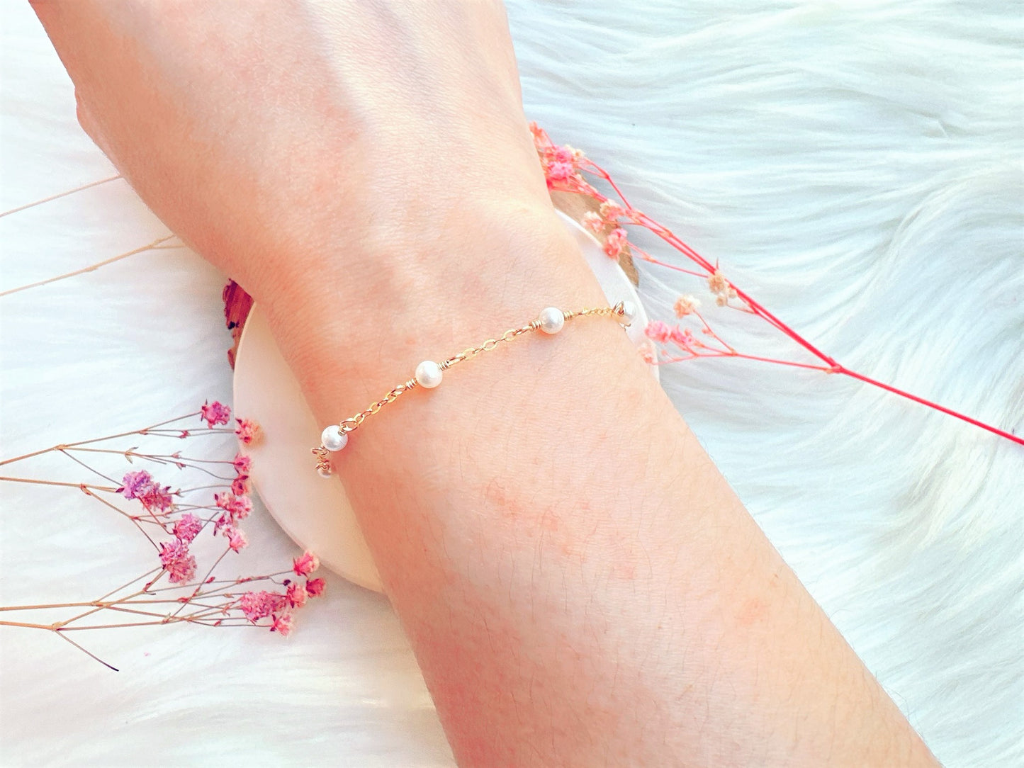Mini White Freshwater Pearl Bracelet