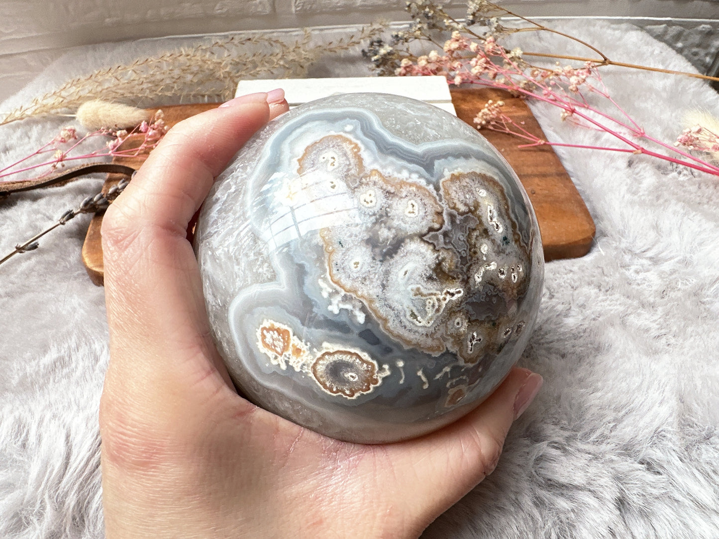 Agate Sphere with Druzy