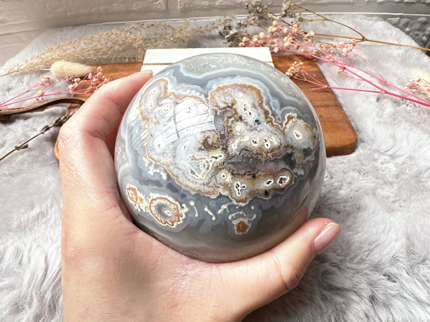 Agate Sphere with Druzy