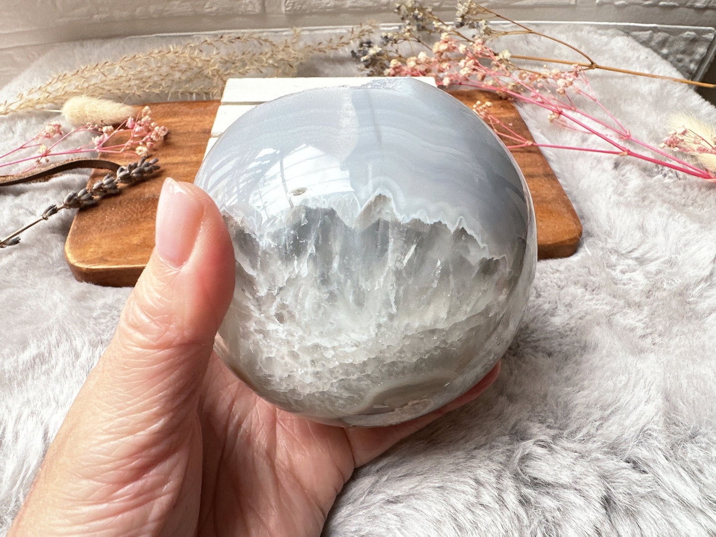 Agate Sphere with Druzy