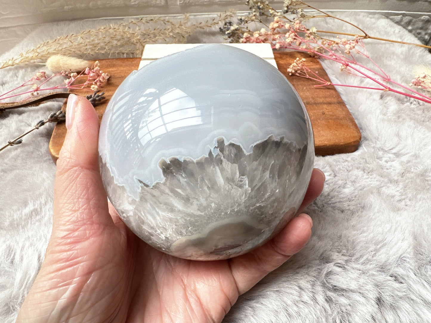 Agate Sphere with Druzy
