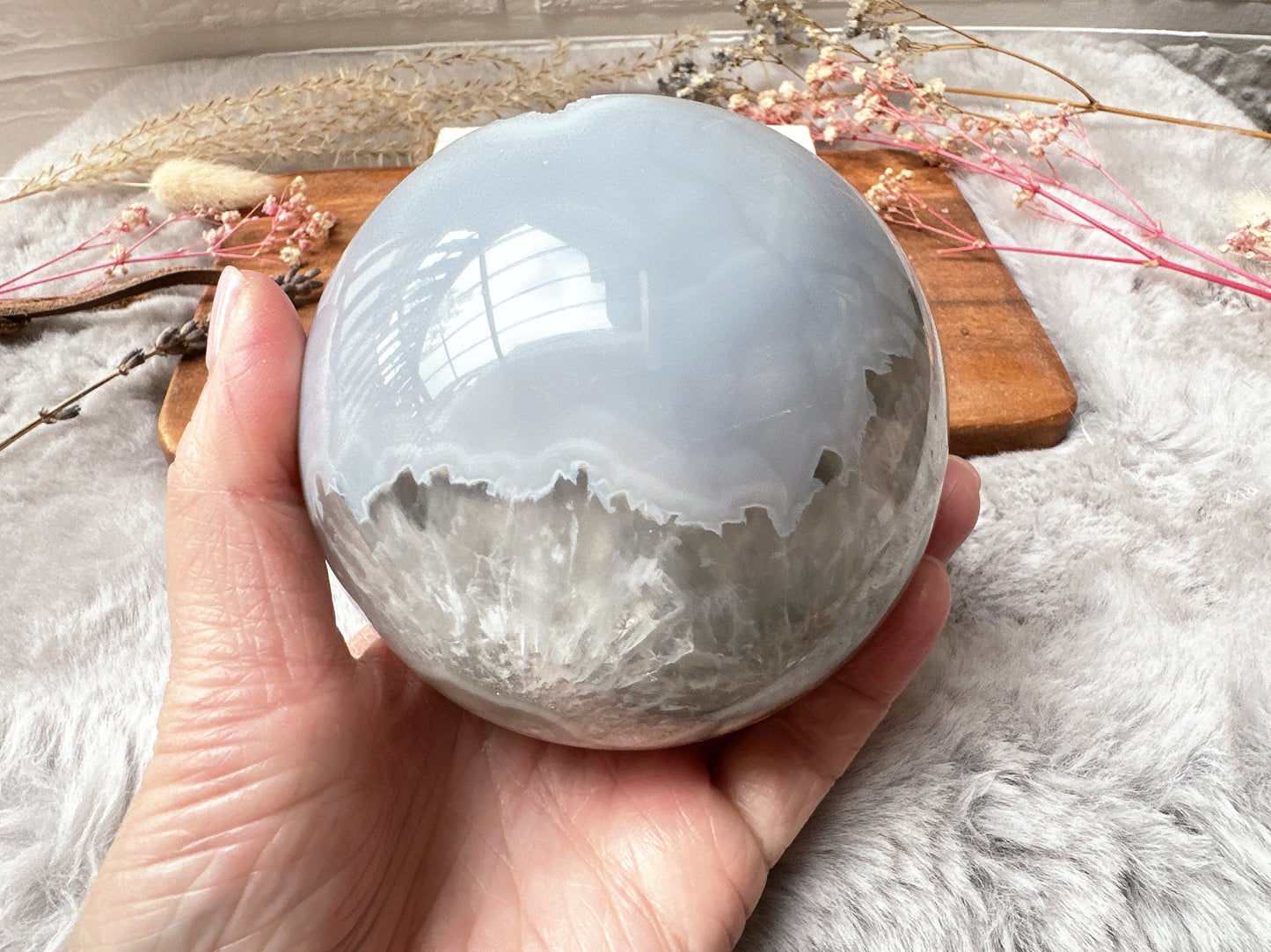 Agate Sphere with Druzy