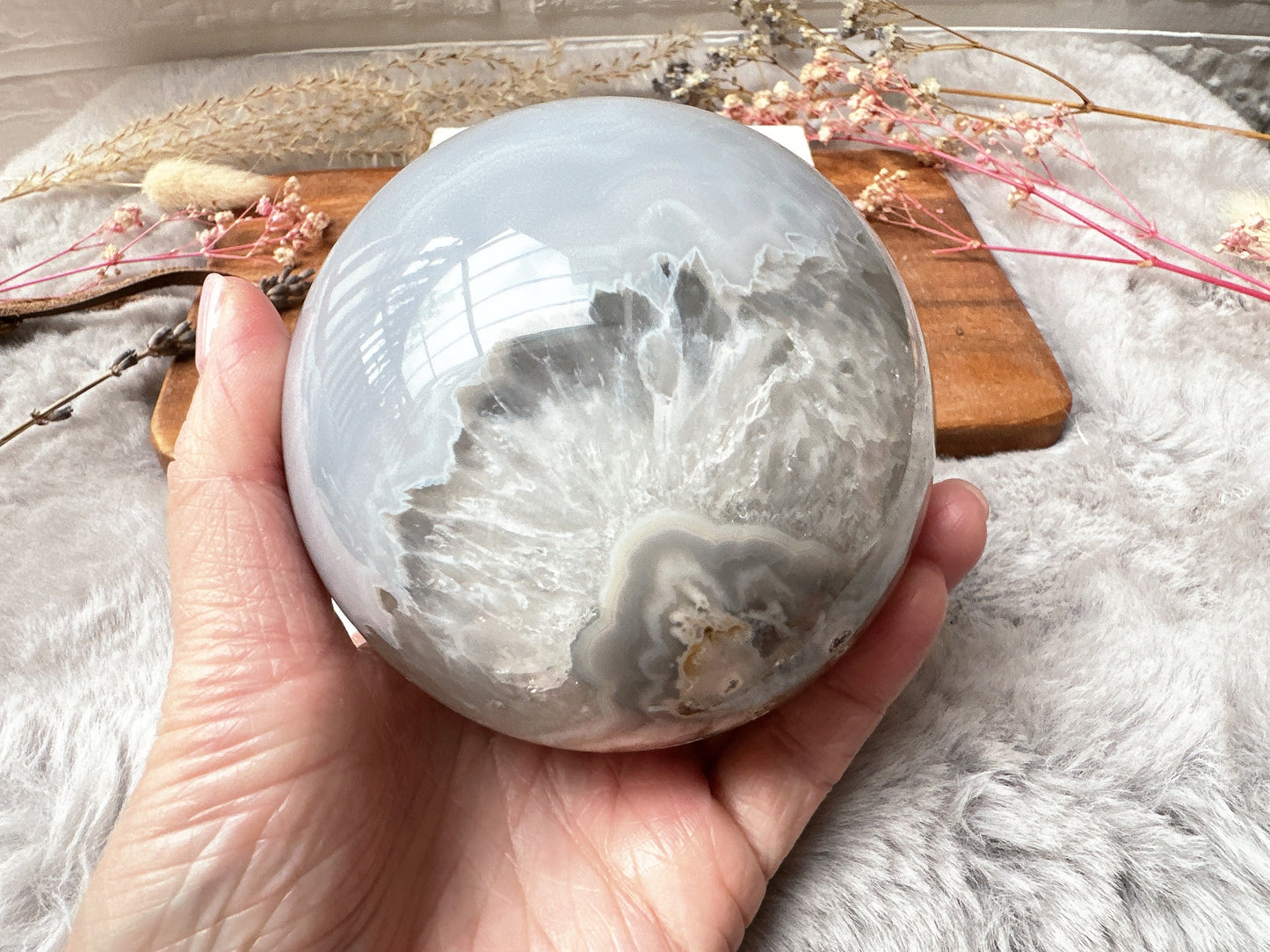 Agate Sphere with Druzy