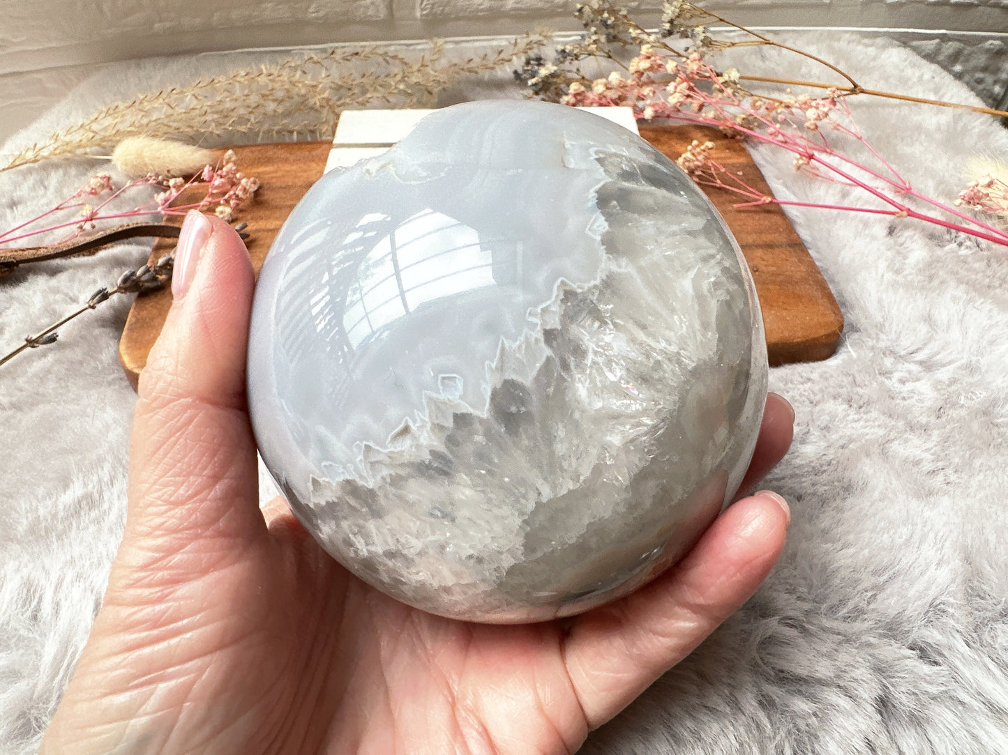 Agate Sphere with Druzy