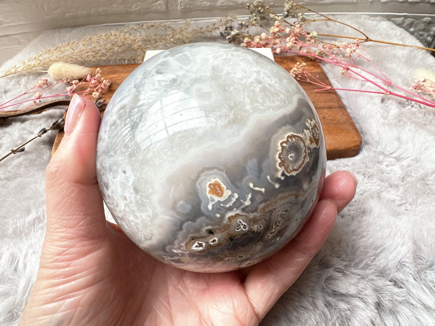 Agate Sphere with Druzy