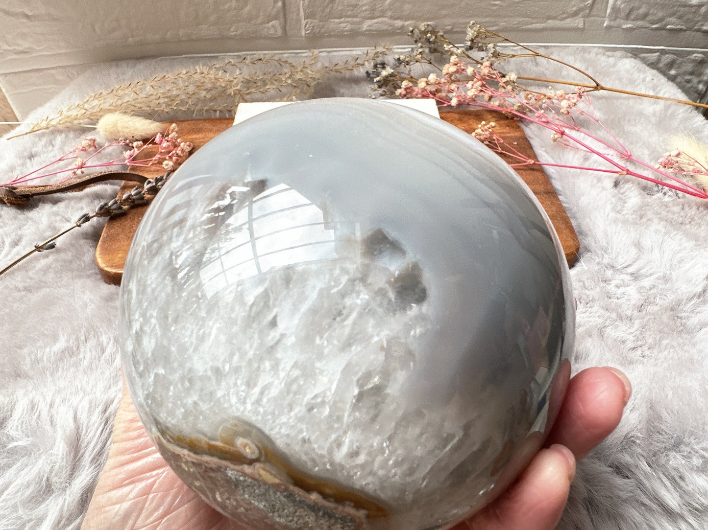 1.3kg Large Agate Sphere with Druzy