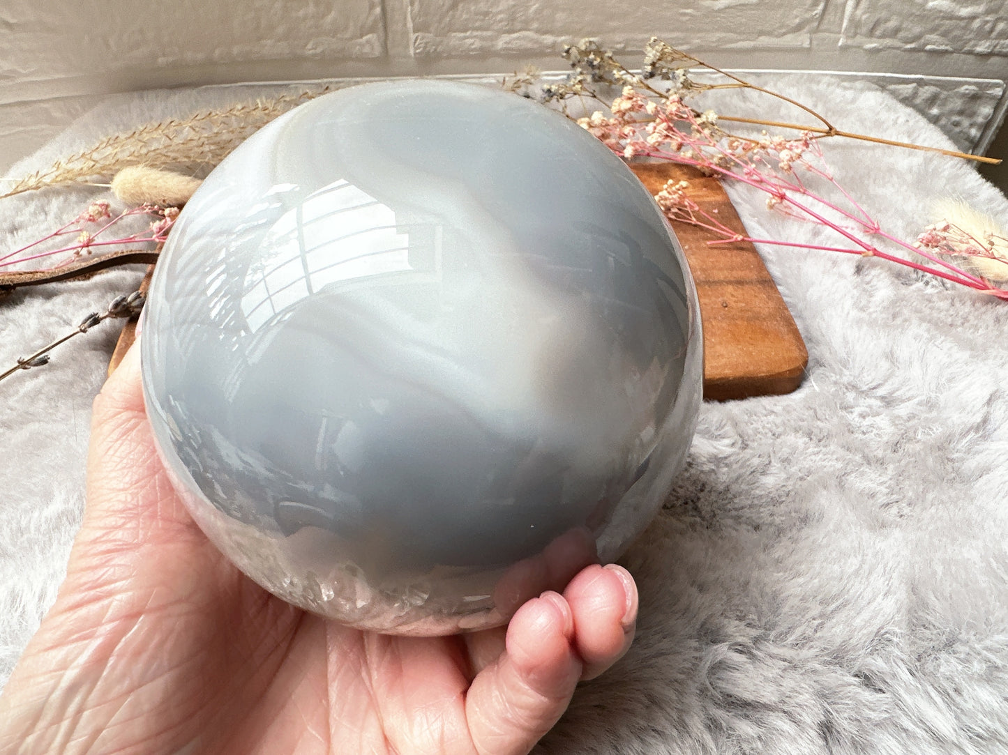 1.3kg Large Agate Sphere with Druzy
