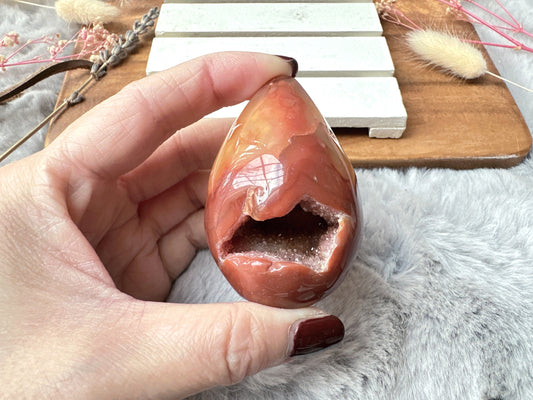 Small Carnelian Druzy Egg
