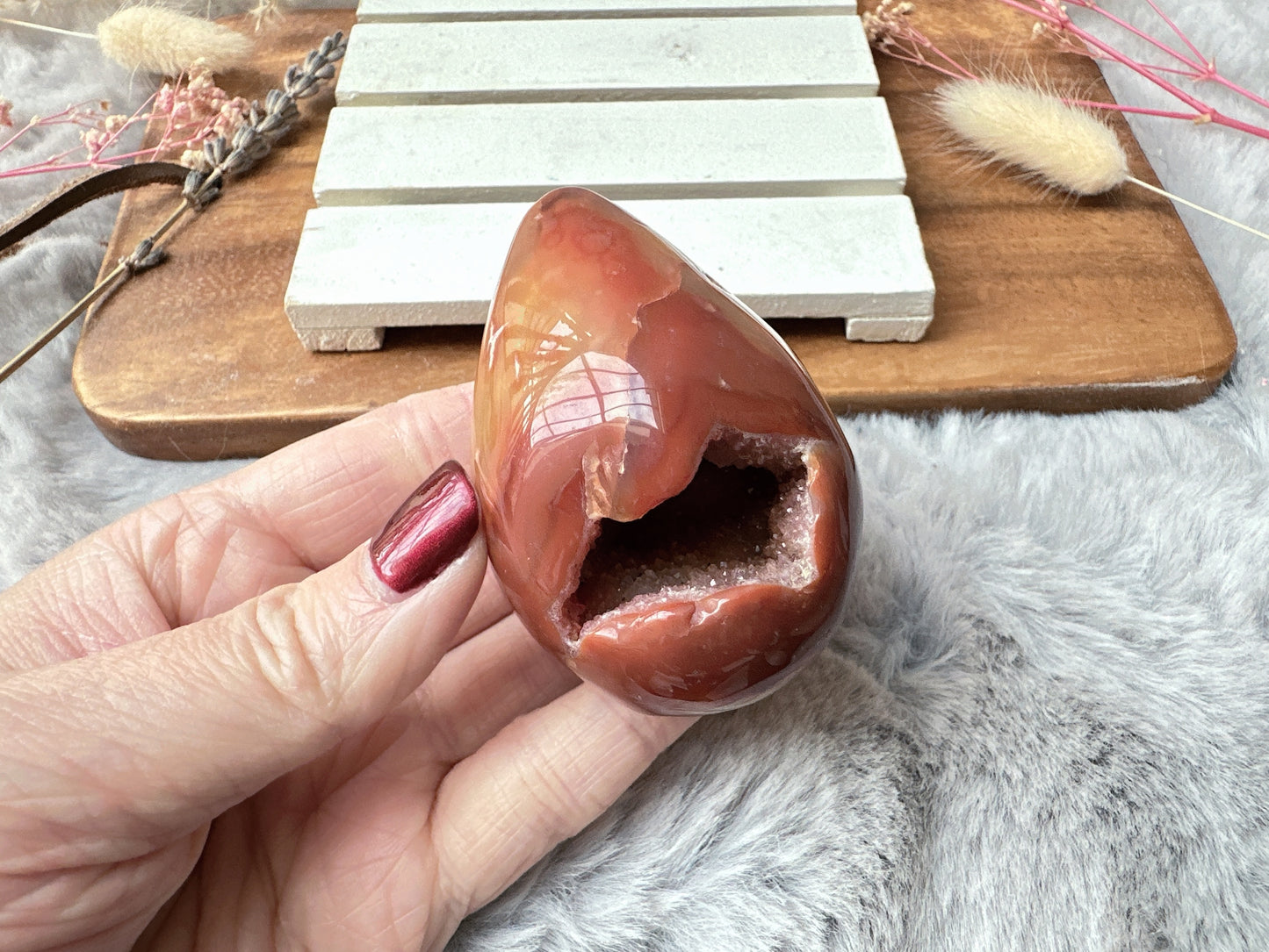 Small Carnelian Druzy Egg