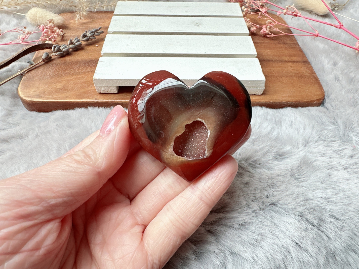Small Carnelian Druzy Heart