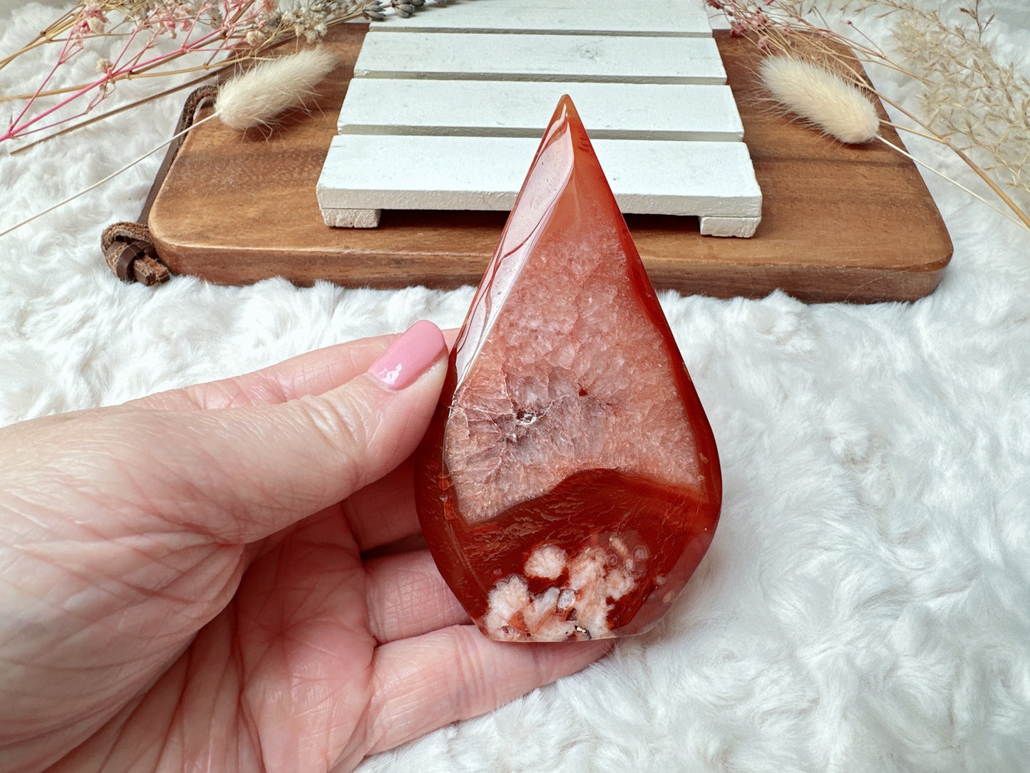 Carnelian with Flower Agate Flame