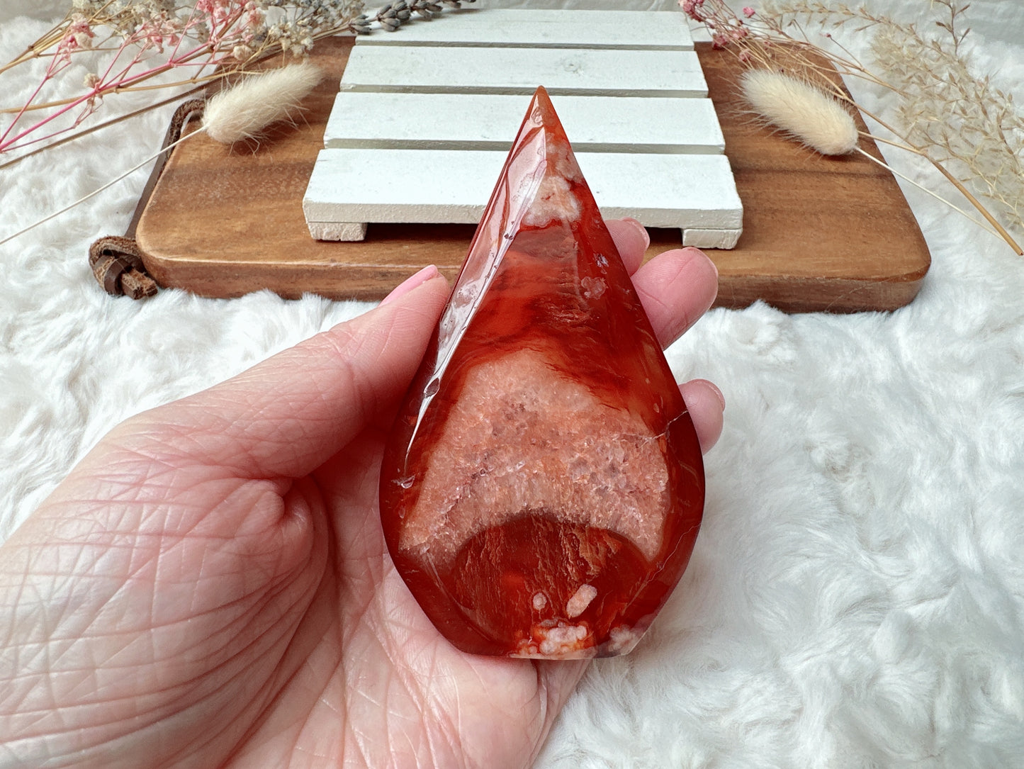 Carnelian with Flower Agate Flame