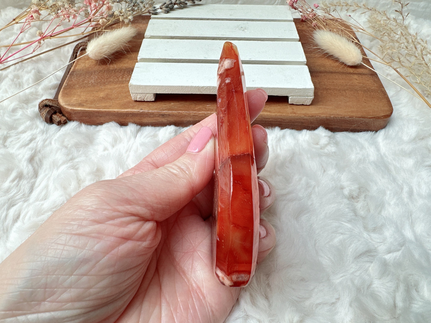 Carnelian with Flower Agate Flame