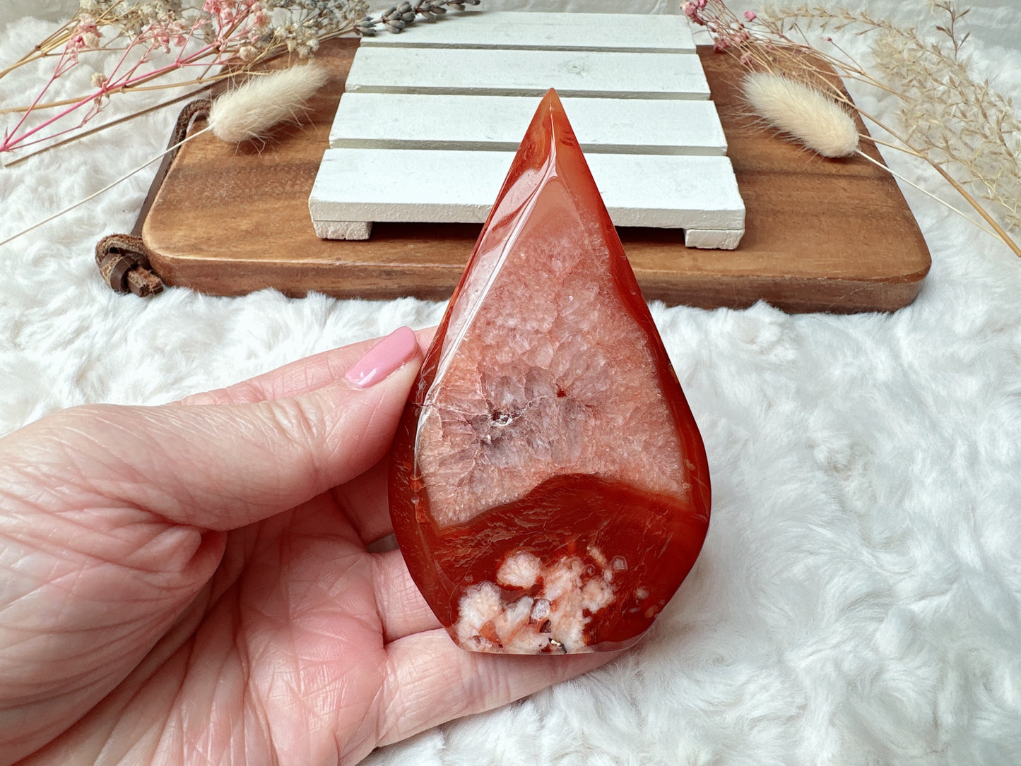 Carnelian with Flower Agate Flame