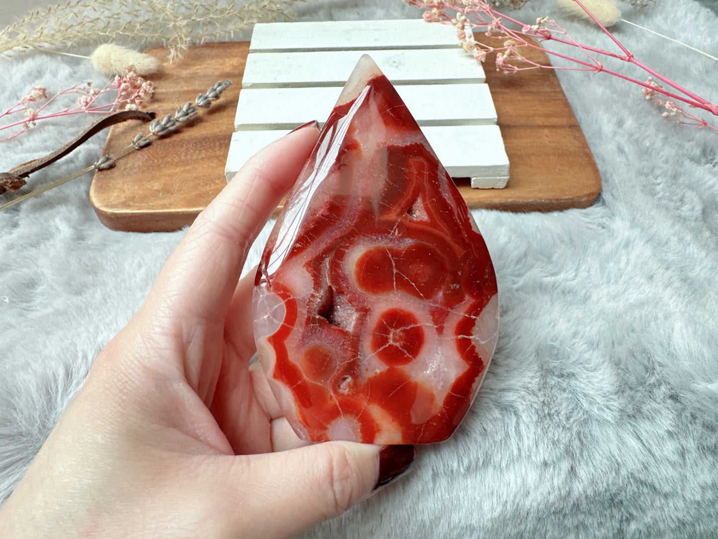 Carnelian with Flower Agate Flame