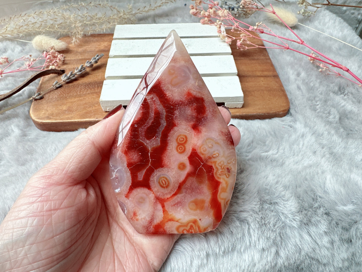 Carnelian with Flower Agate Flame