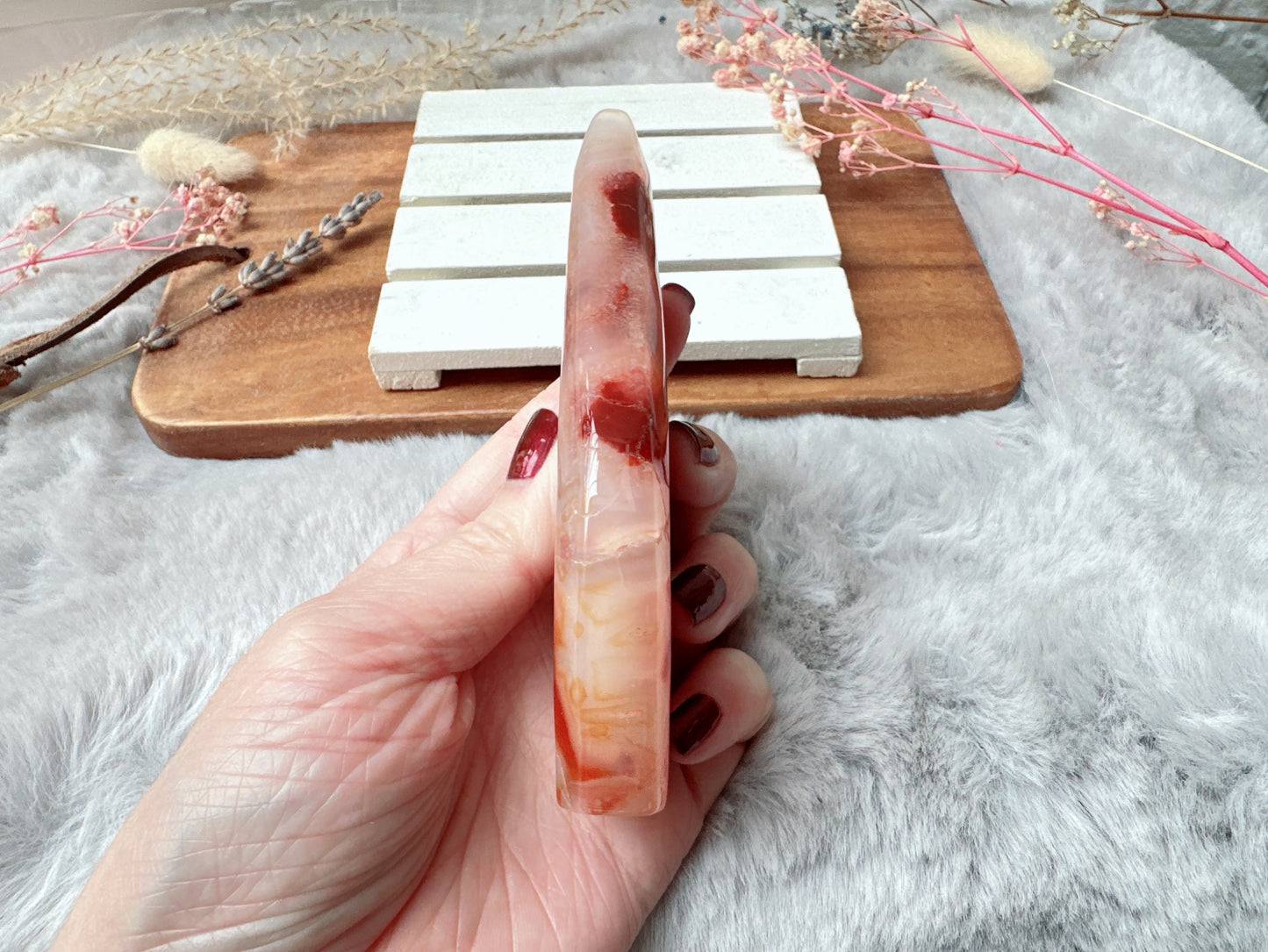 Carnelian with Flower Agate Flame