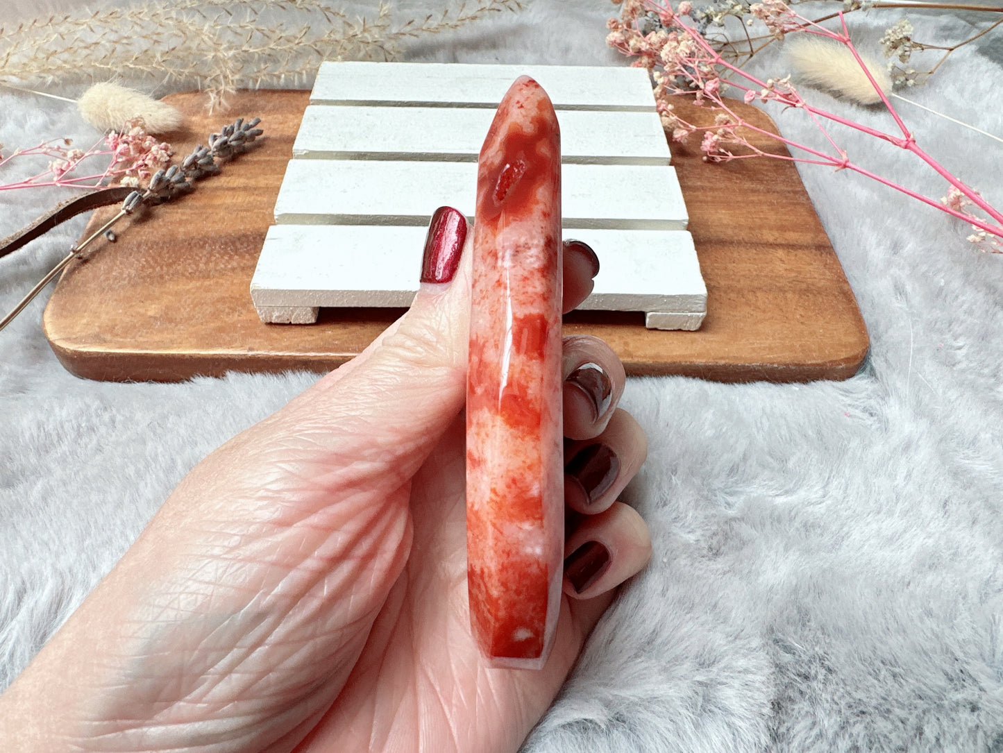 Carnelian with Flower Agate Flame