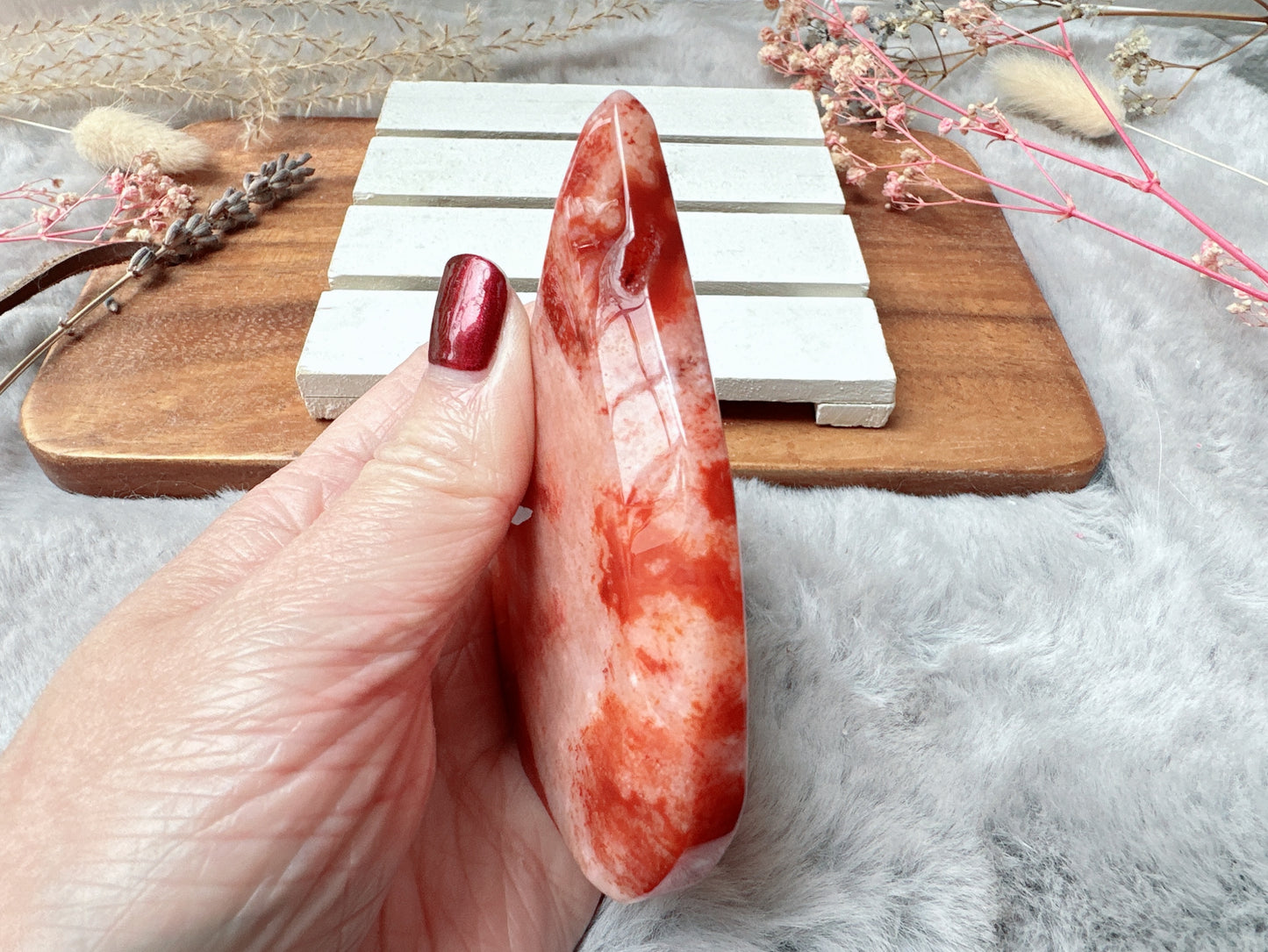 Carnelian with Flower Agate Flame