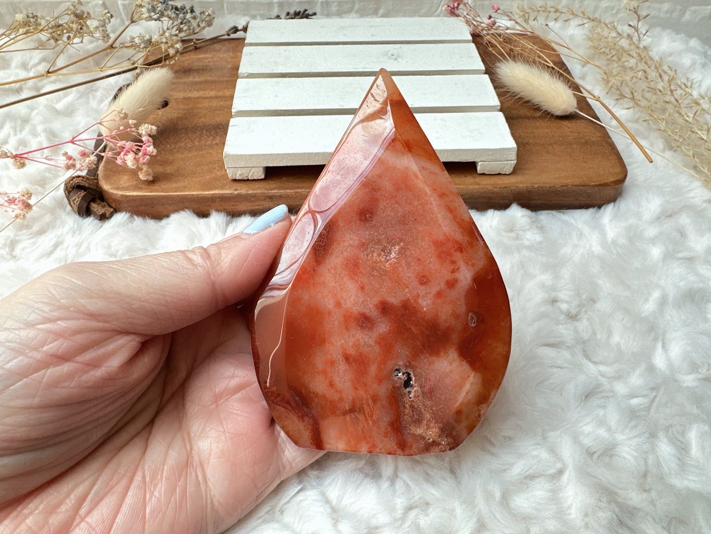 Carnelian with Flower Agate Flame