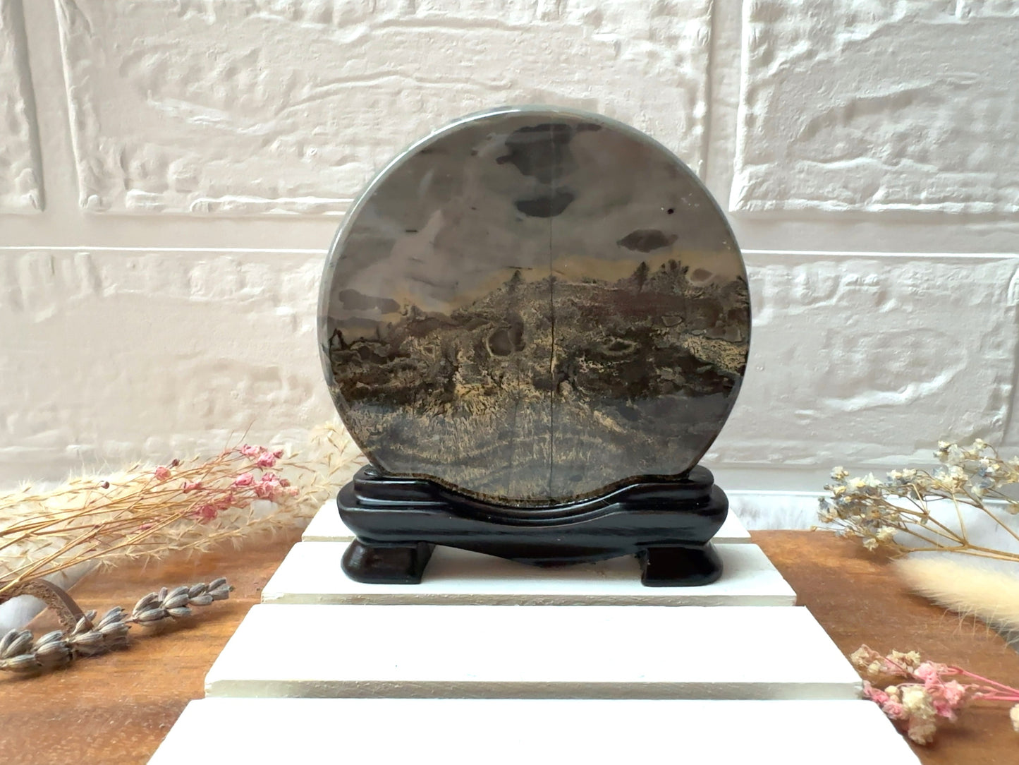 Picture Jasper Slab with Attached Stand (Imperfect)