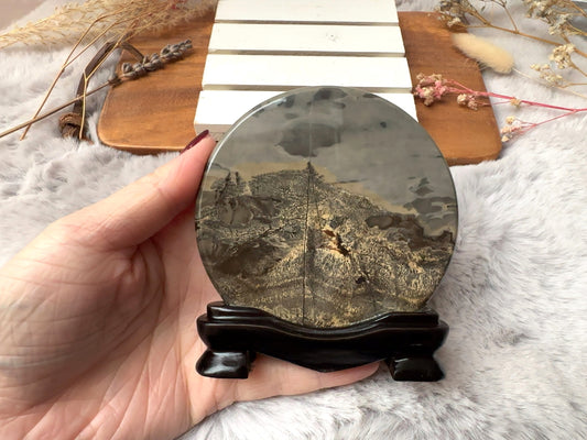 Picture Jasper Slab with Attached Stand (Imperfect)