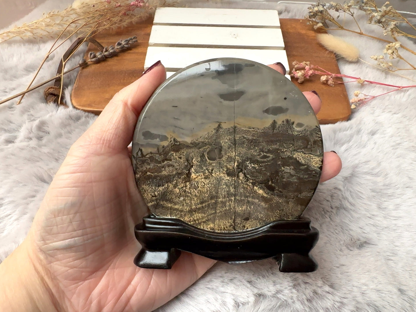 Picture Jasper Slab with Attached Stand (Imperfect)
