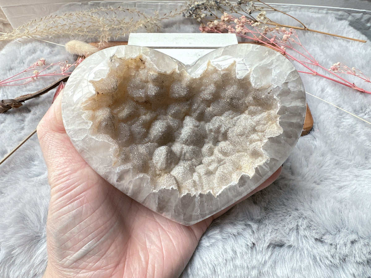 Large Agate Druzy Heart