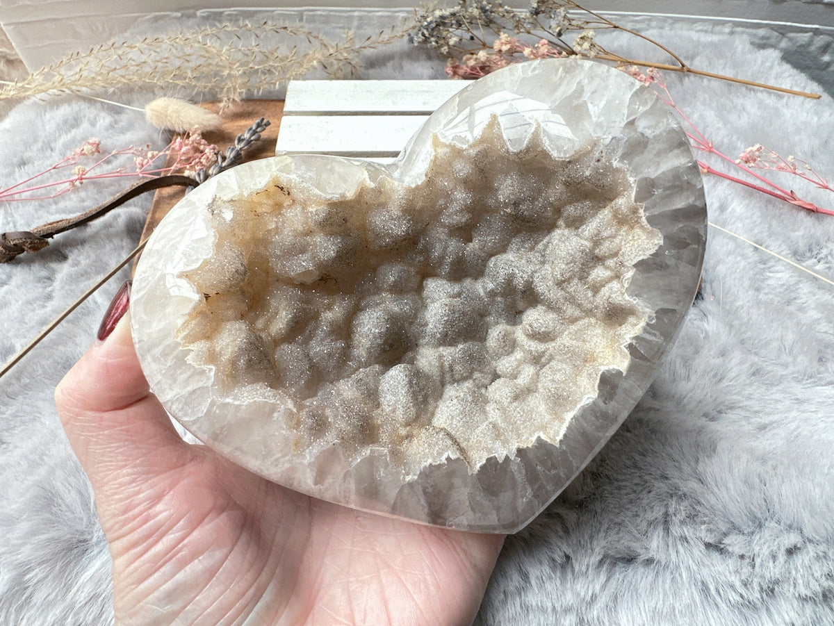 Large Agate Druzy Heart