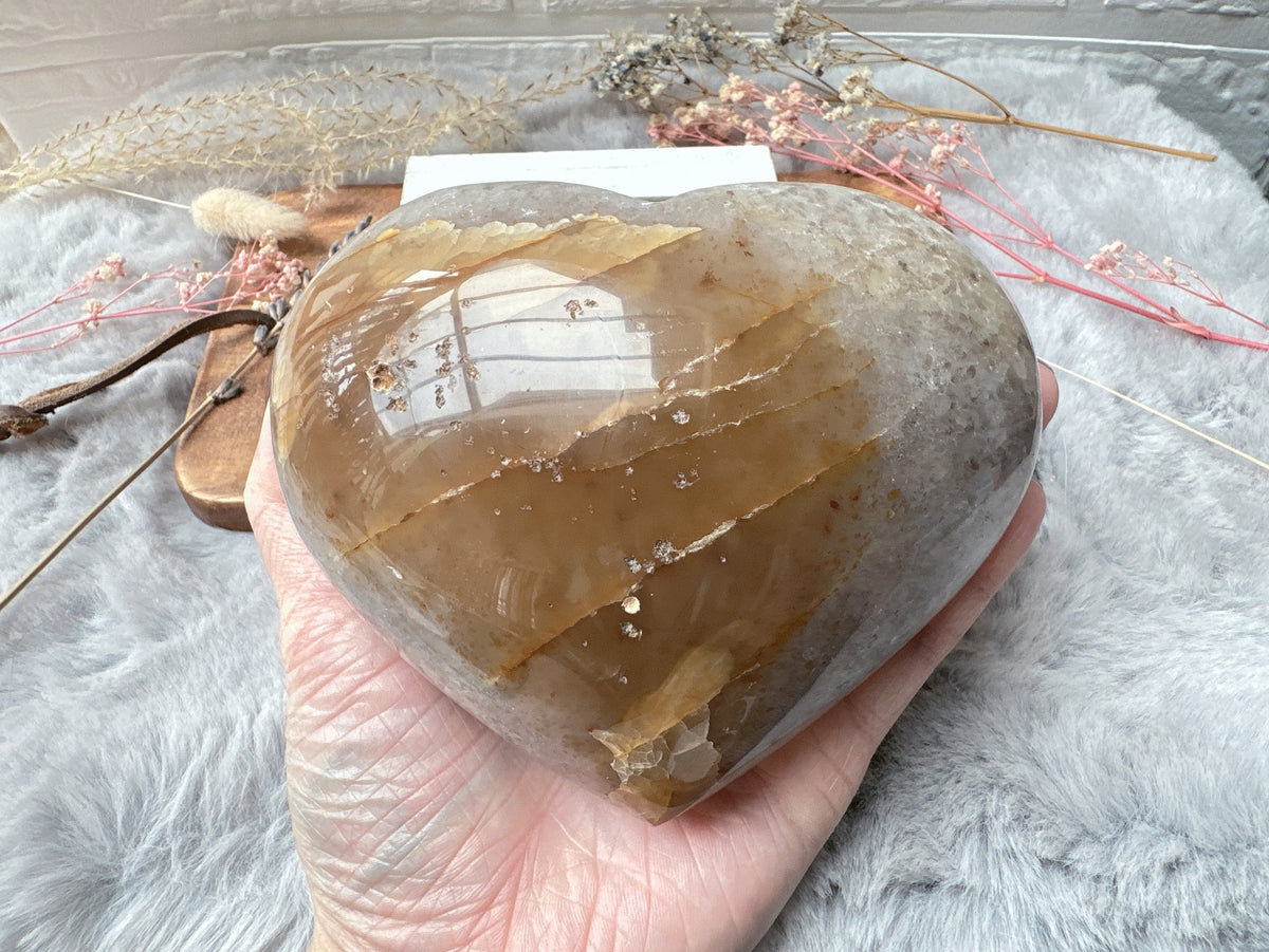 Large Agate Druzy Heart