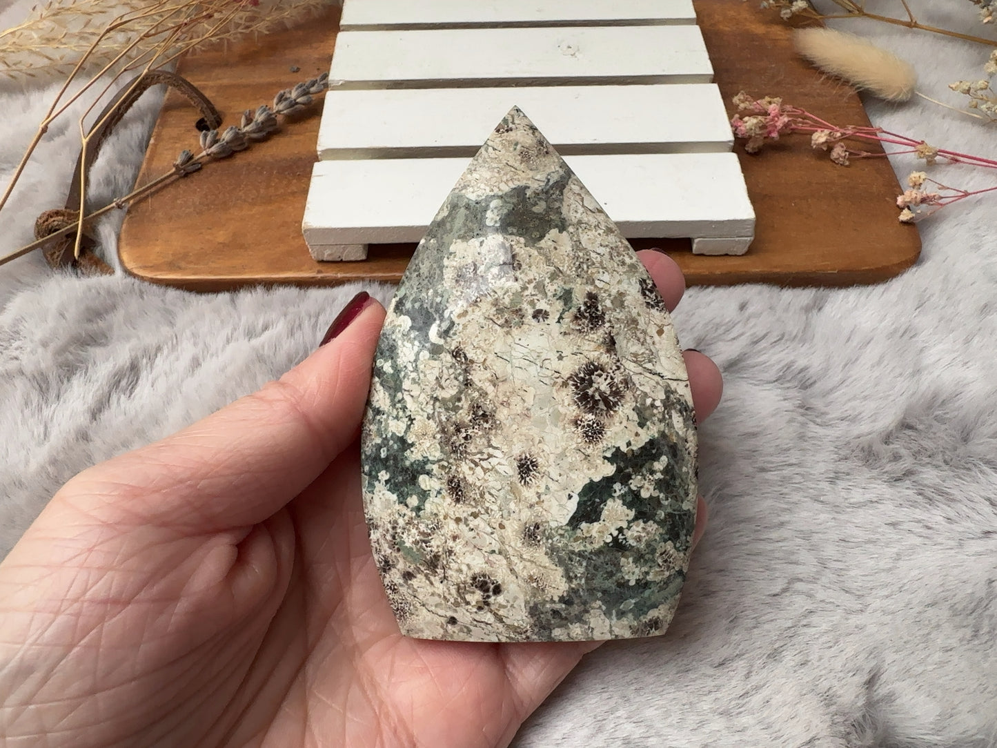 Green Flower Jasper Flame/Free Form