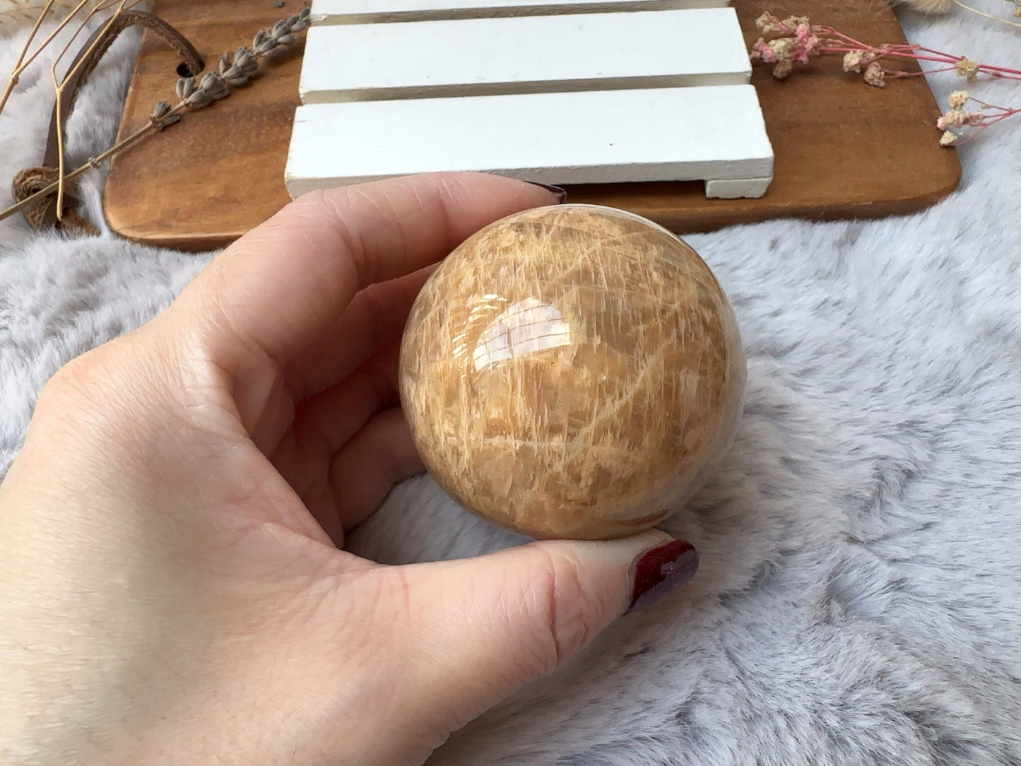 Peach Moonstone Sphere (Imperfect)