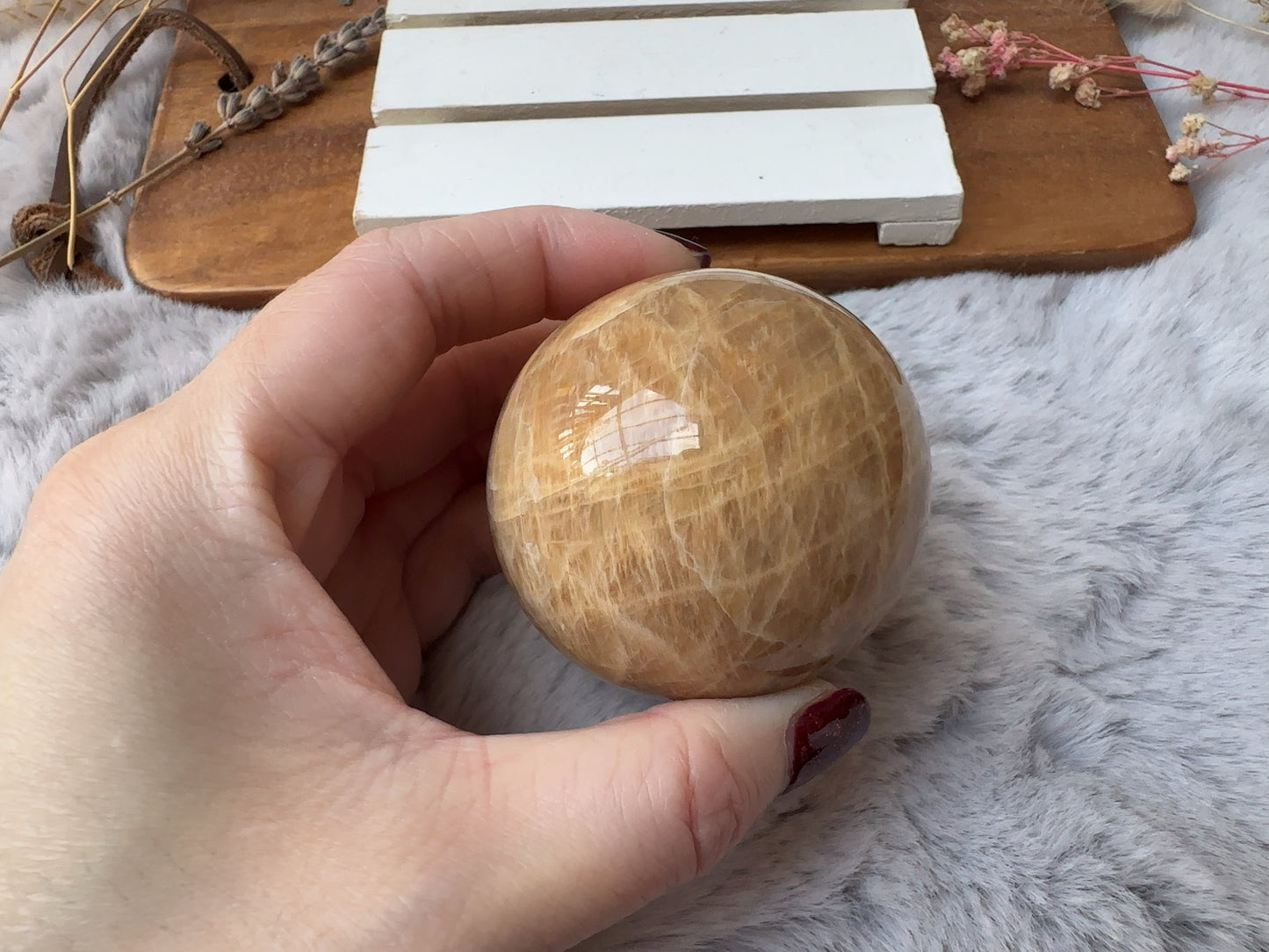 Peach Moonstone Sphere (Imperfect)