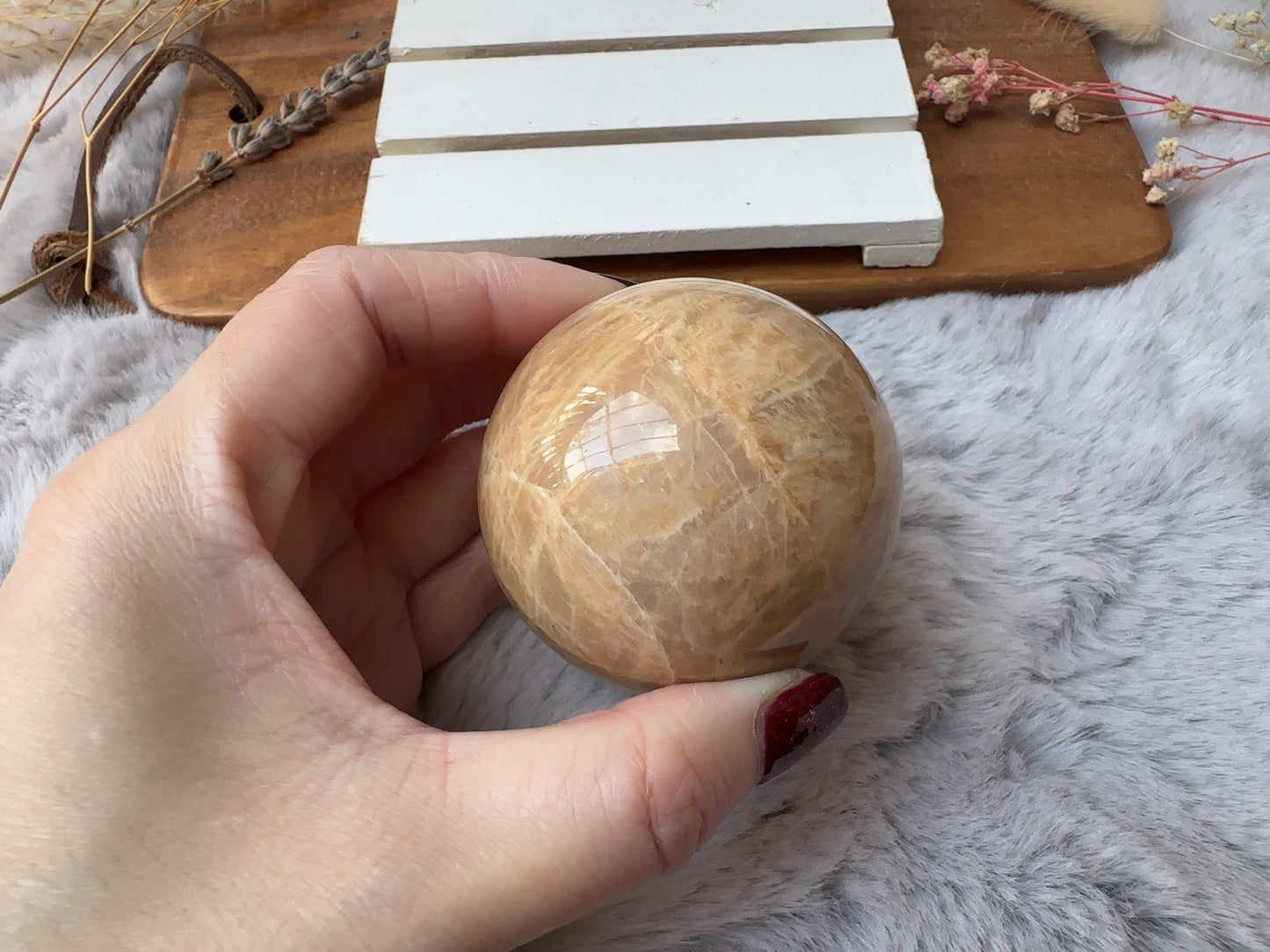 Peach Moonstone Sphere (Imperfect)