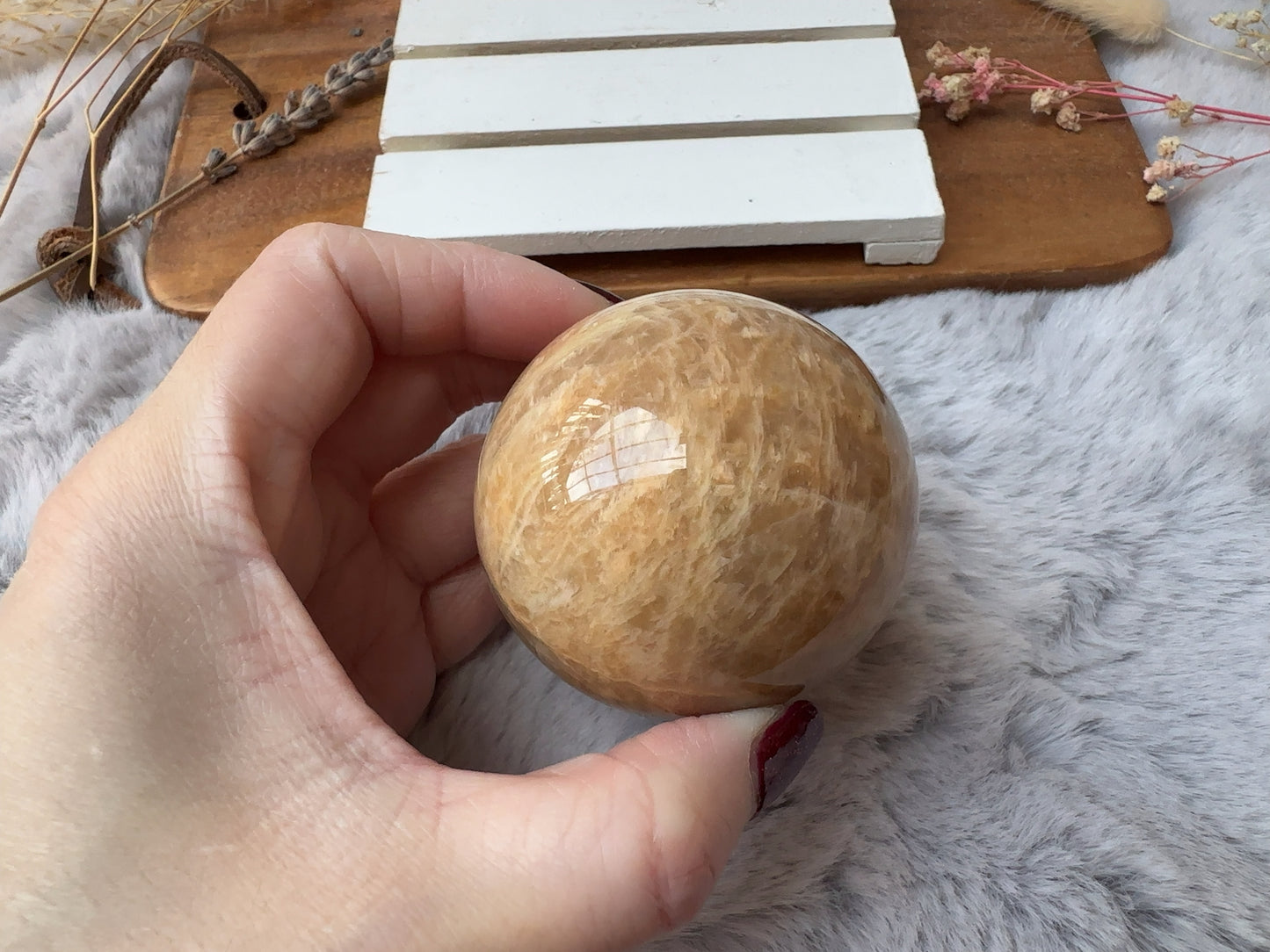 Peach Moonstone Sphere (Imperfect)