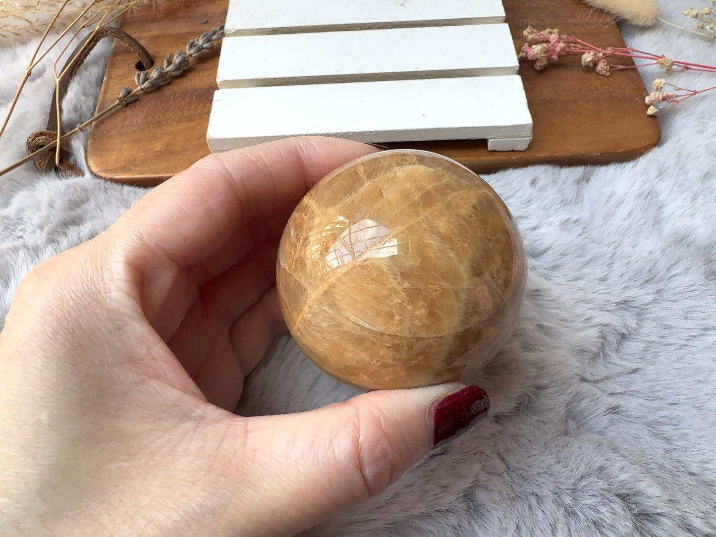 Peach Moonstone Sphere (Imperfect)