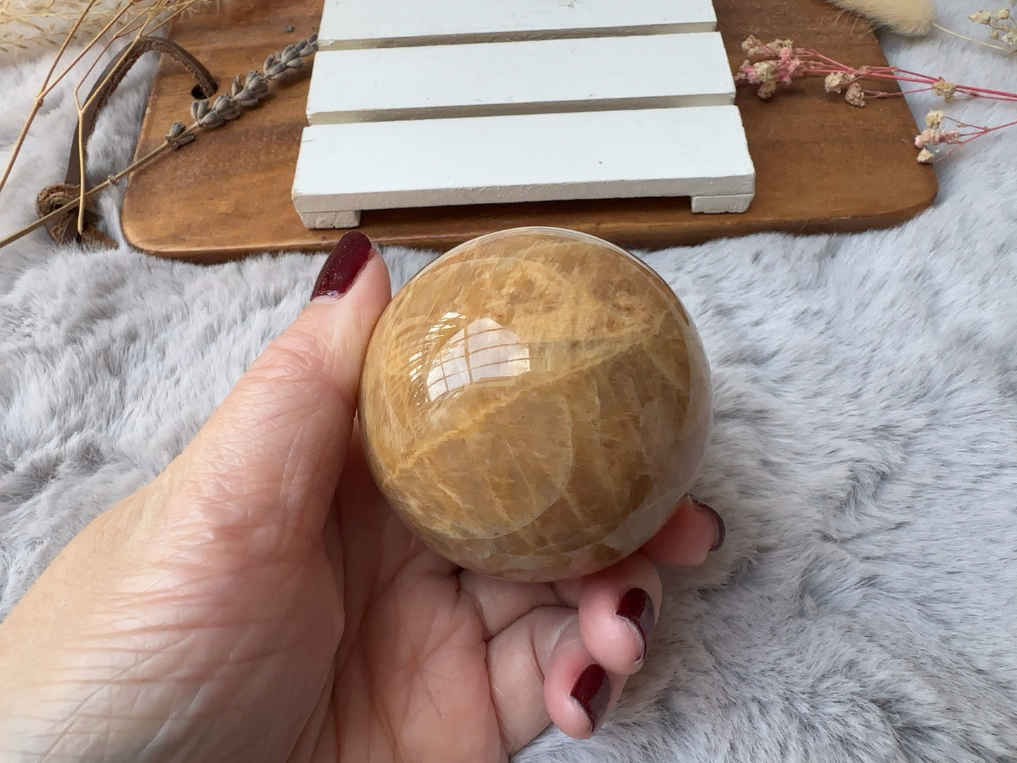 Peach Moonstone Sphere (Imperfect)