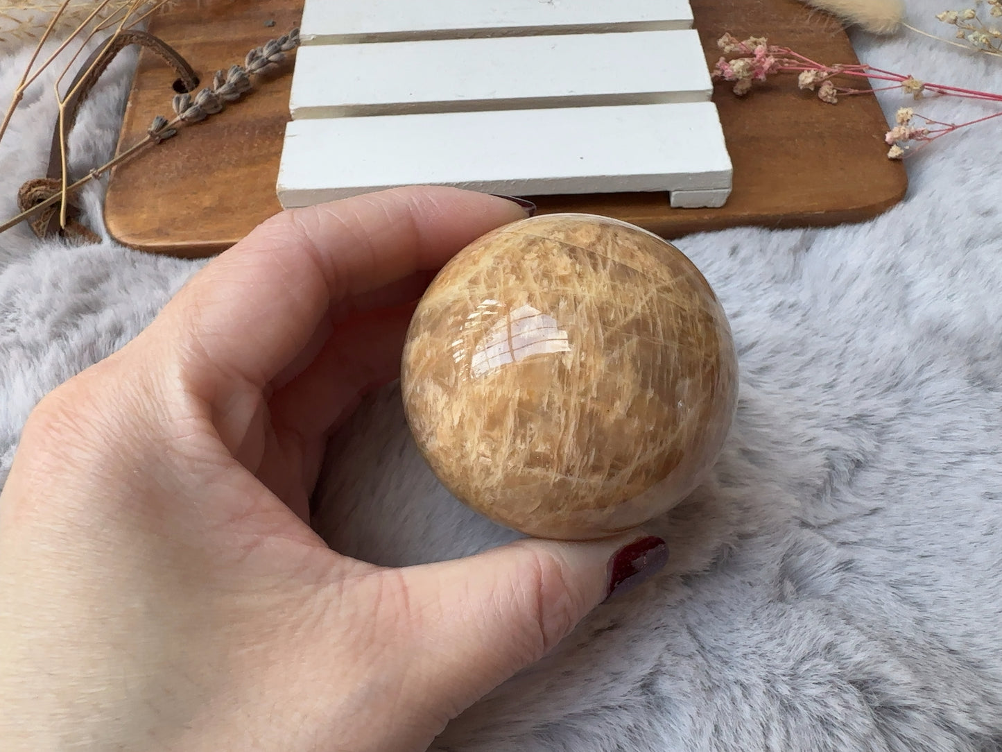 Peach Moonstone Sphere (Imperfect)