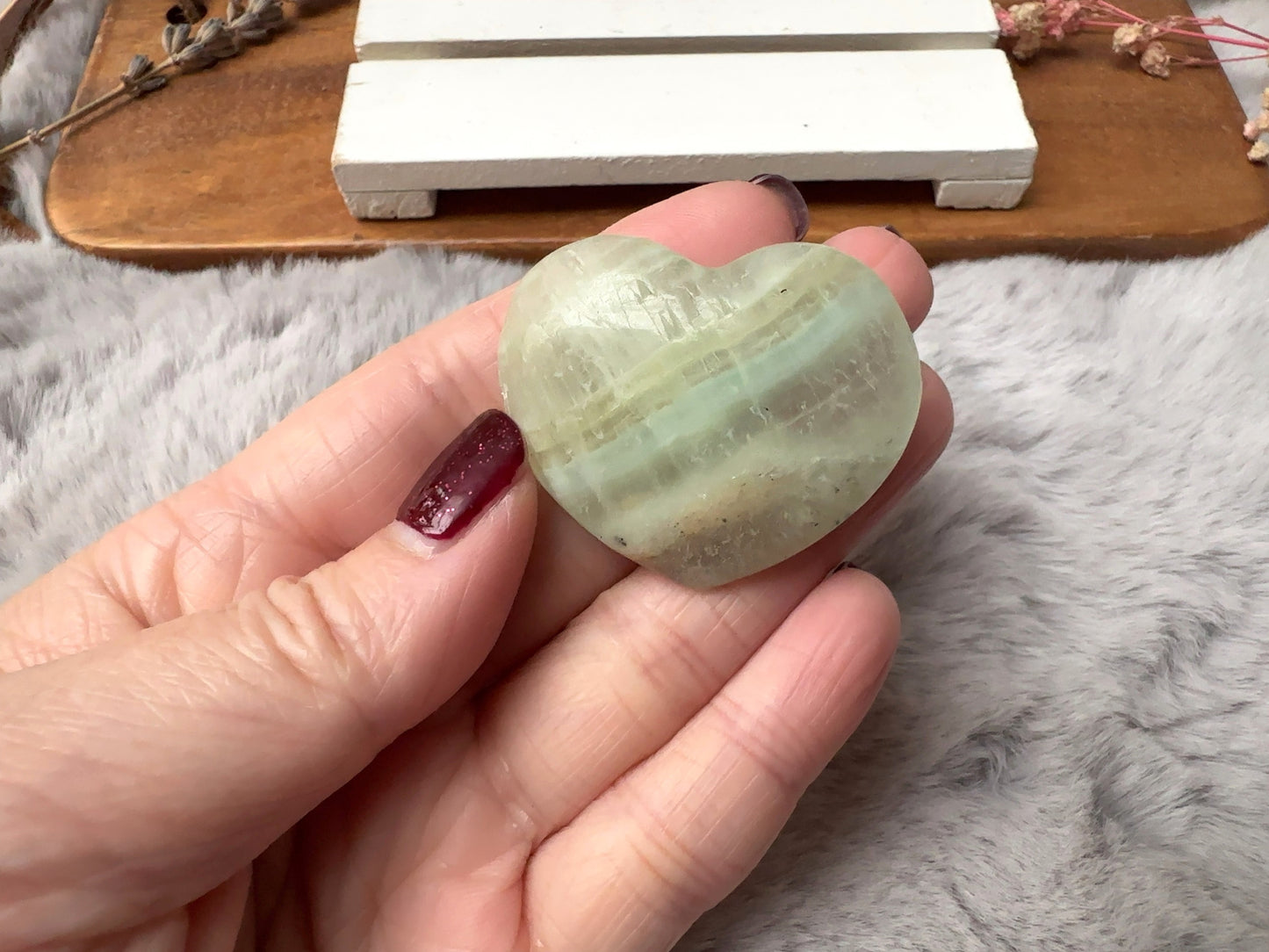 Small Pistachio Calcite Heart (Imperfect)