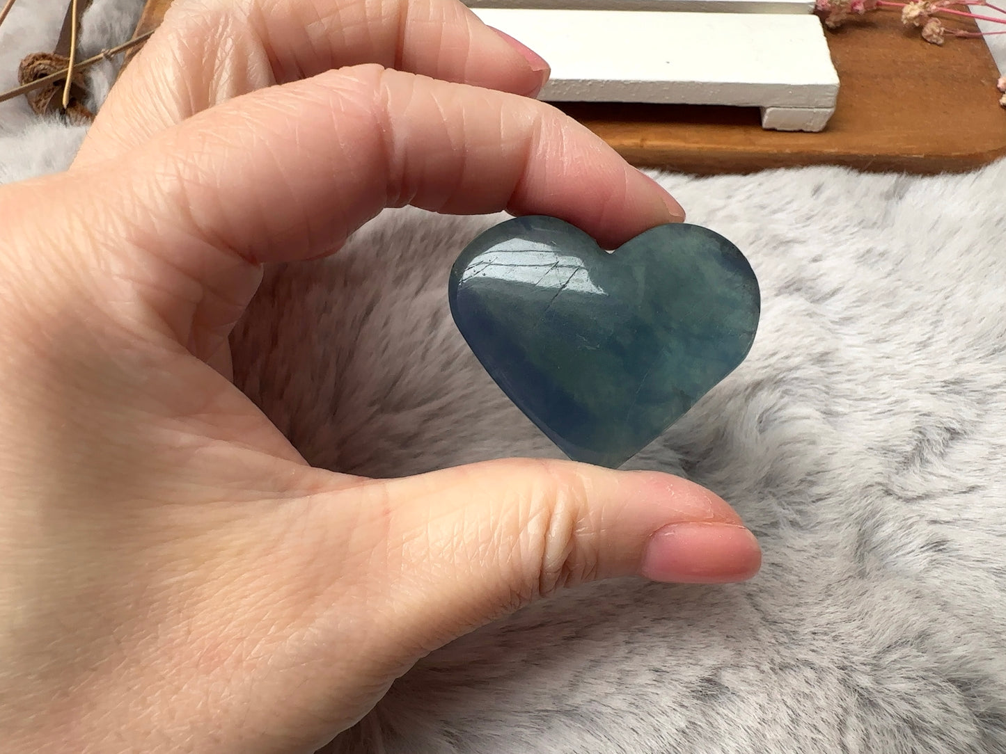 Small Blue Fluorite Heart (Imperfect)