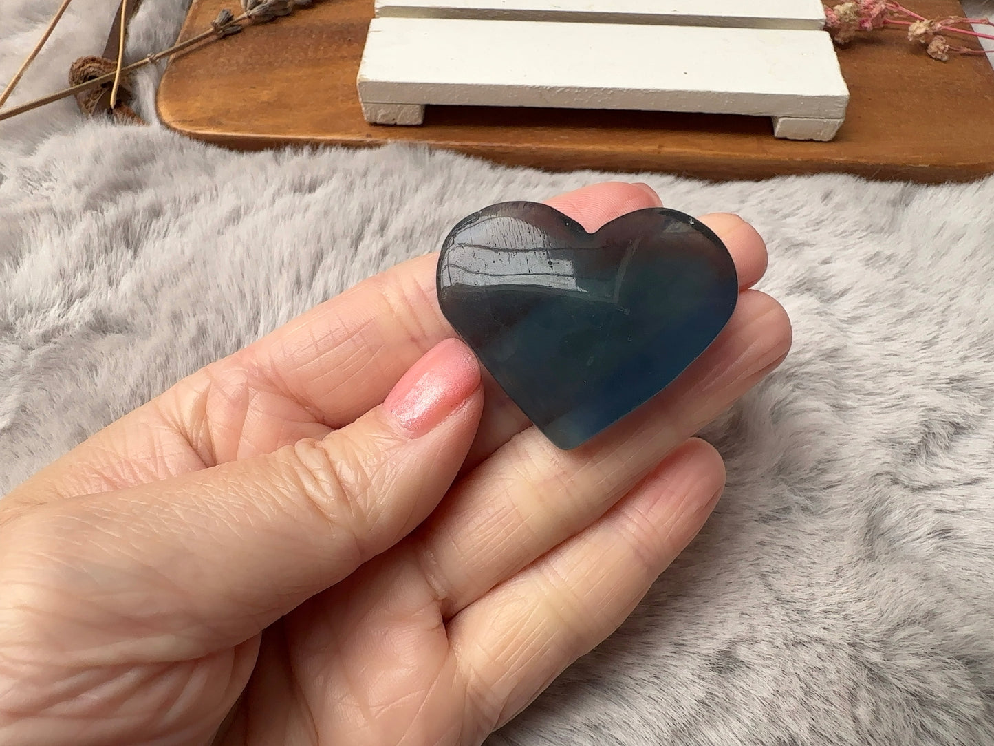 Small Blue Fluorite Heart (Imperfect)